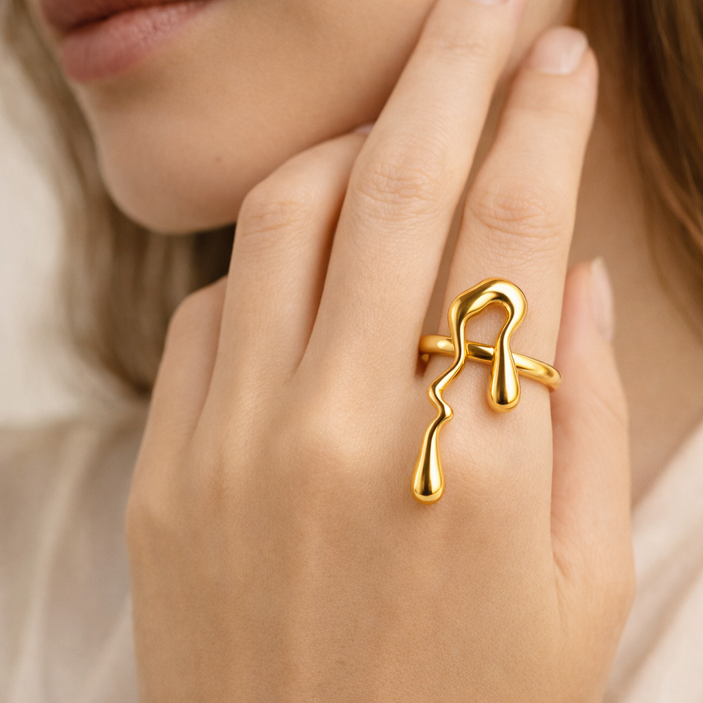 18k Gold Plated Silent Script Ring