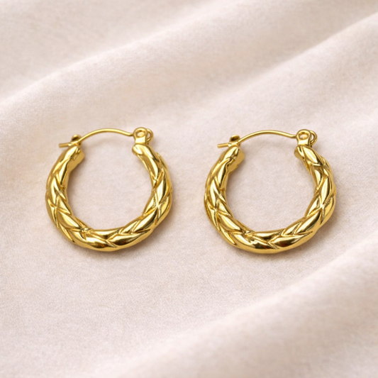 18K Gold Plated Solara Twirl Gold Hoop Earrings