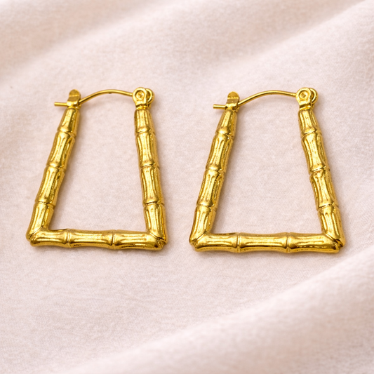 18K Gold Plated Zivara Bold Bamboo Hoop Earrings