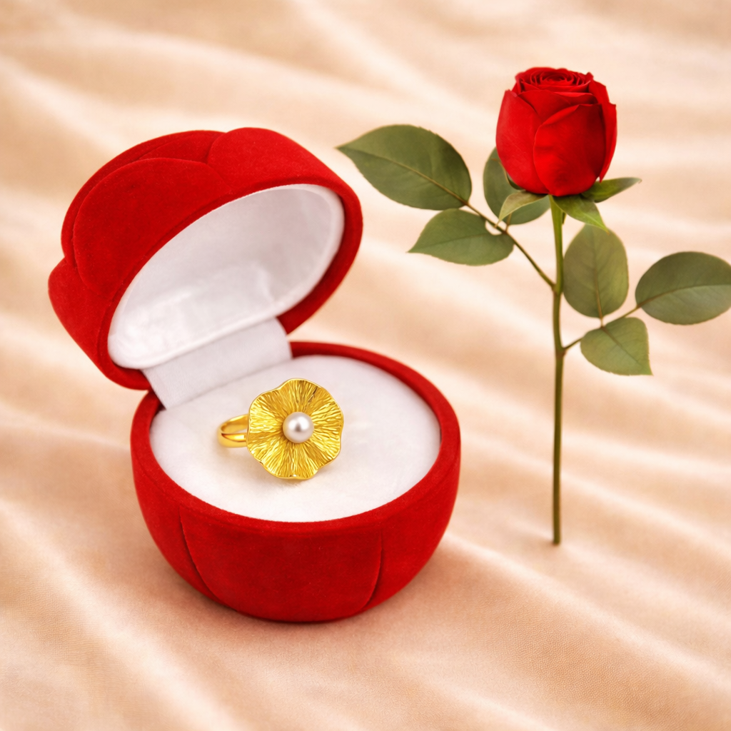 18K Gold Plated Petaline Bloom Ring for Women