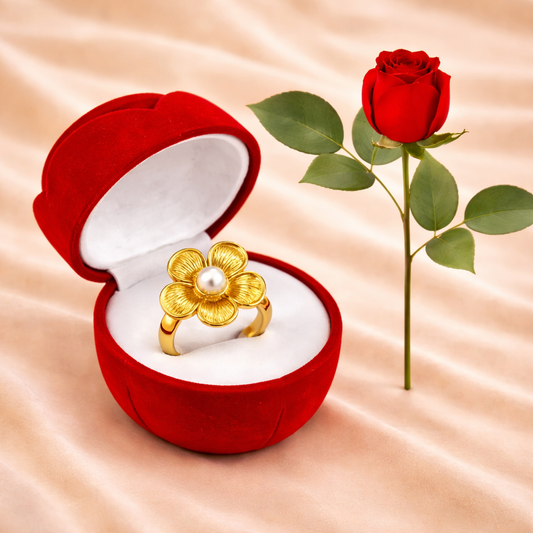 18K Gold Plated Flower Ring for Women