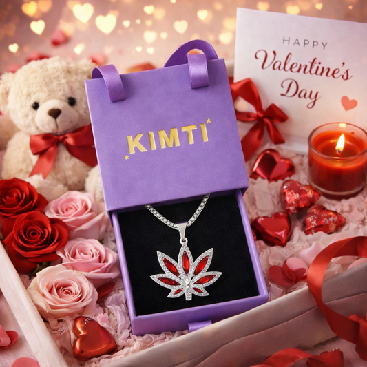 Men - Leaf Pendant Red Crystal Stainless Steel Necklace