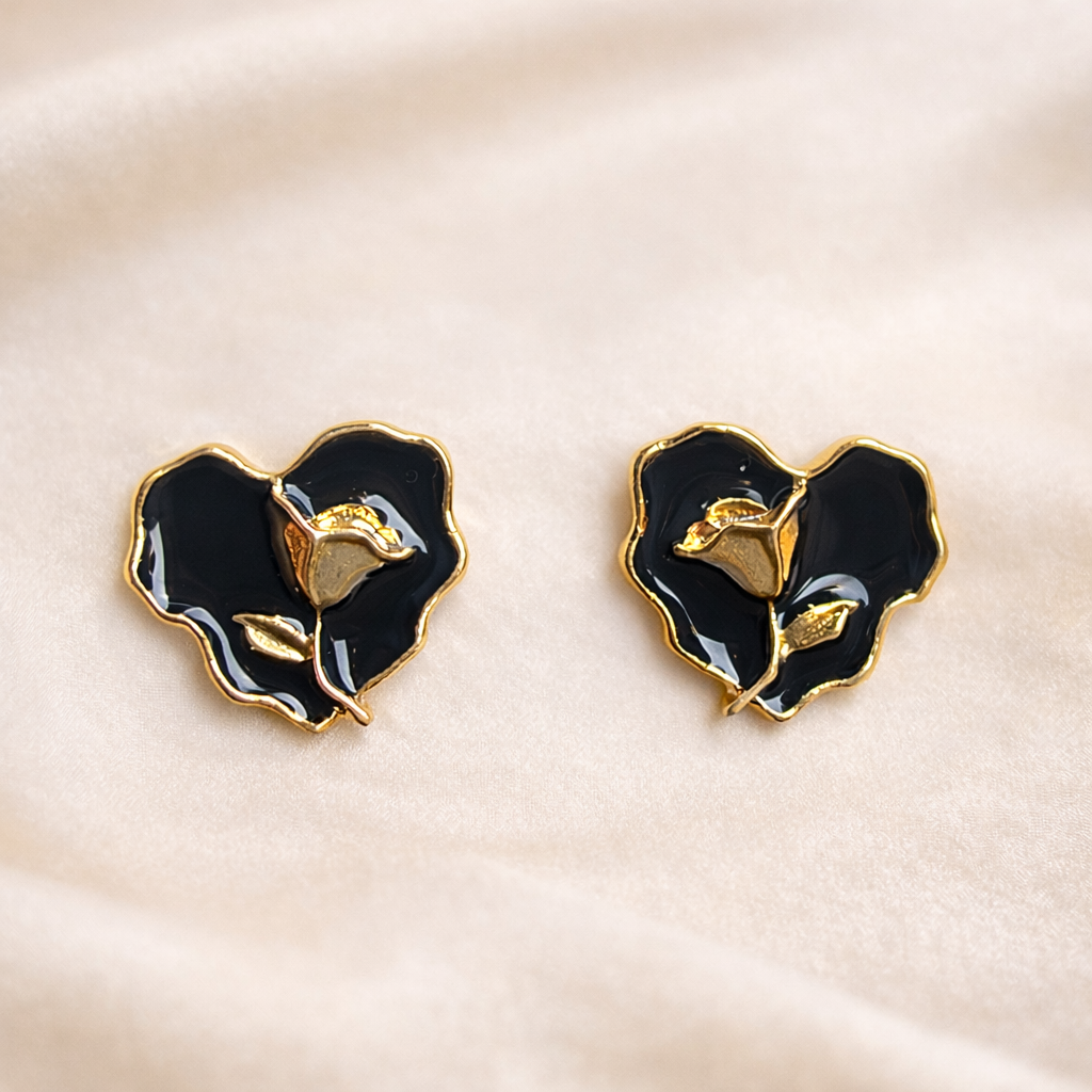 Black Heart Stud Earring