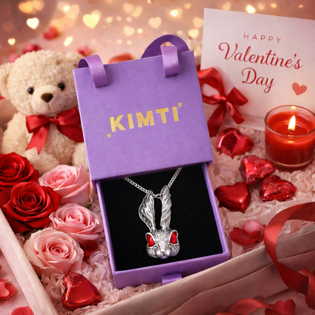 Men - Red Eye Rabbit Head Anti Tarnish Necklace