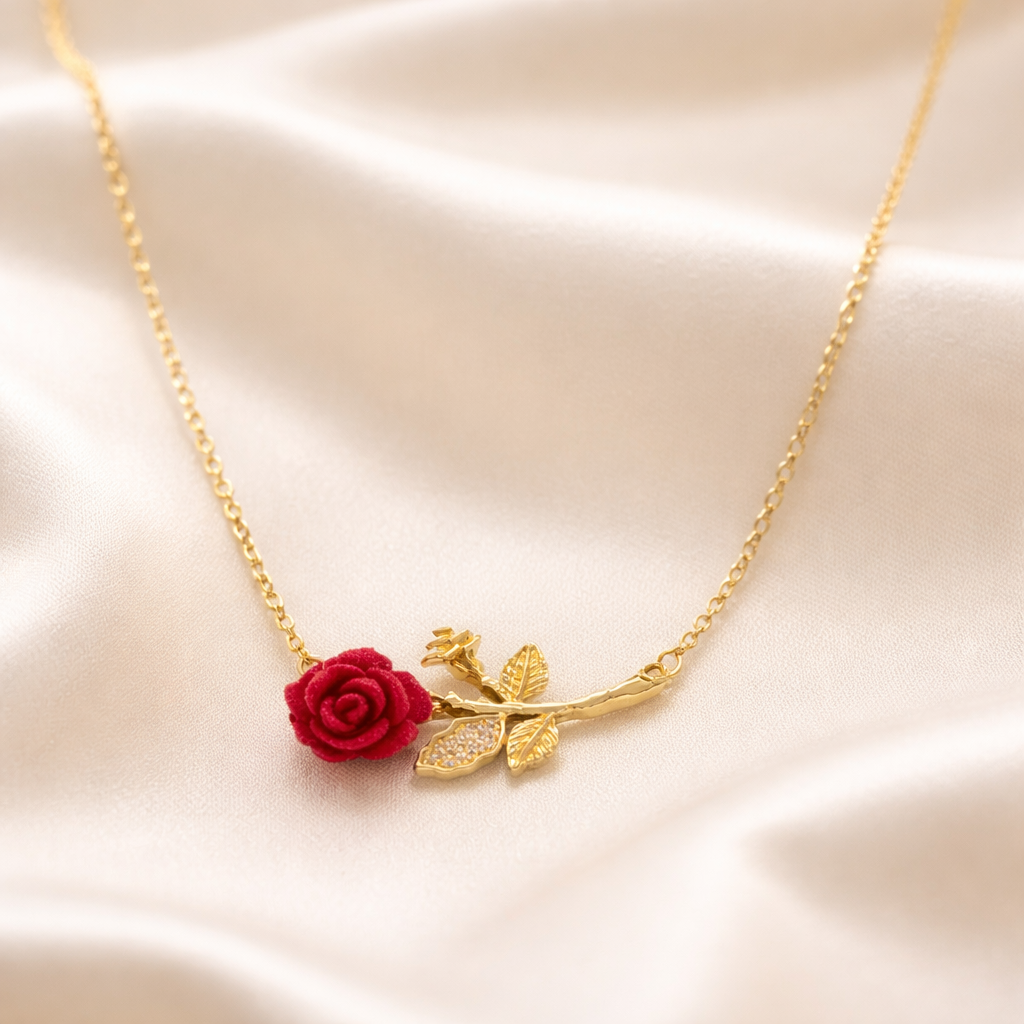 18K Gold Plated Rosette of Love Necklace