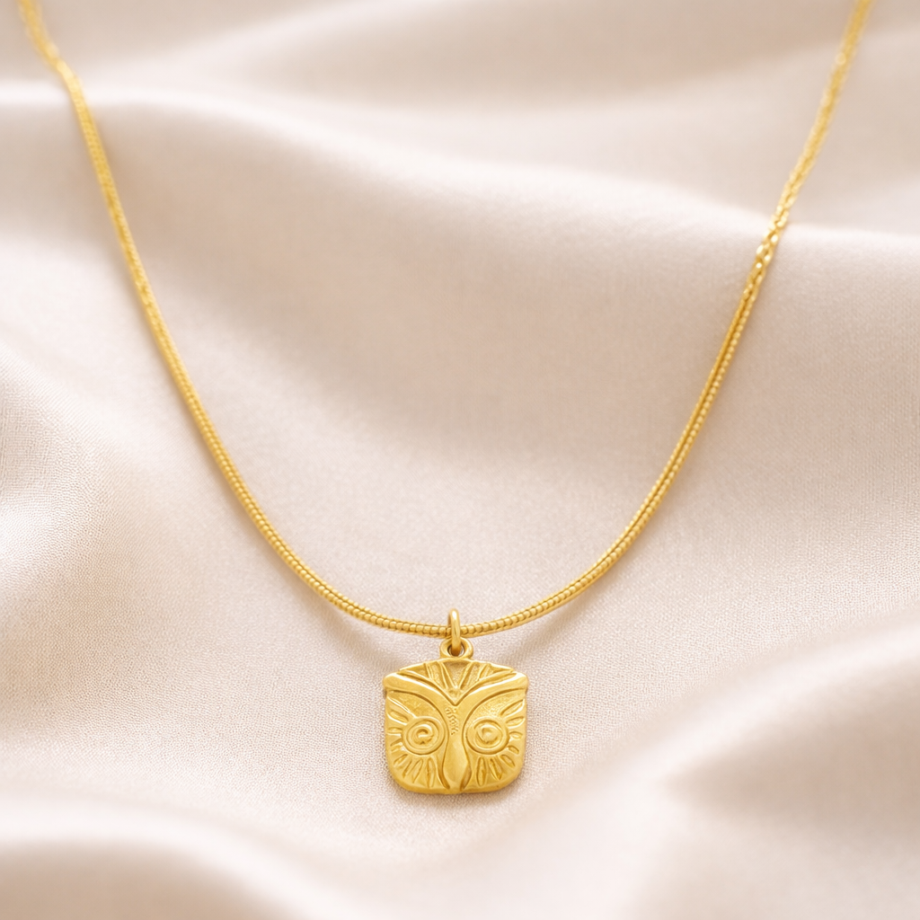 18K Gold Plated Aurora Owl Charm Necklace