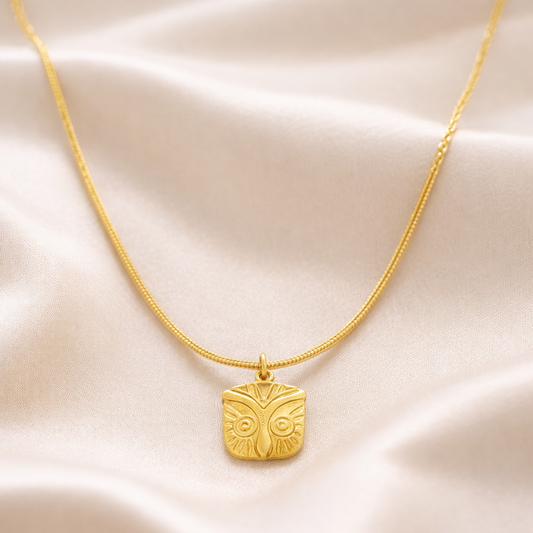 18K Gold Plated Aurora Owl Charm Necklace