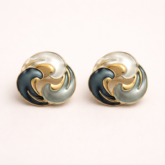 Aurelia Dual Tone Swirl Earrings