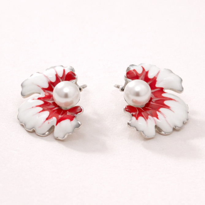Floral with Shiny Pearls Enamel