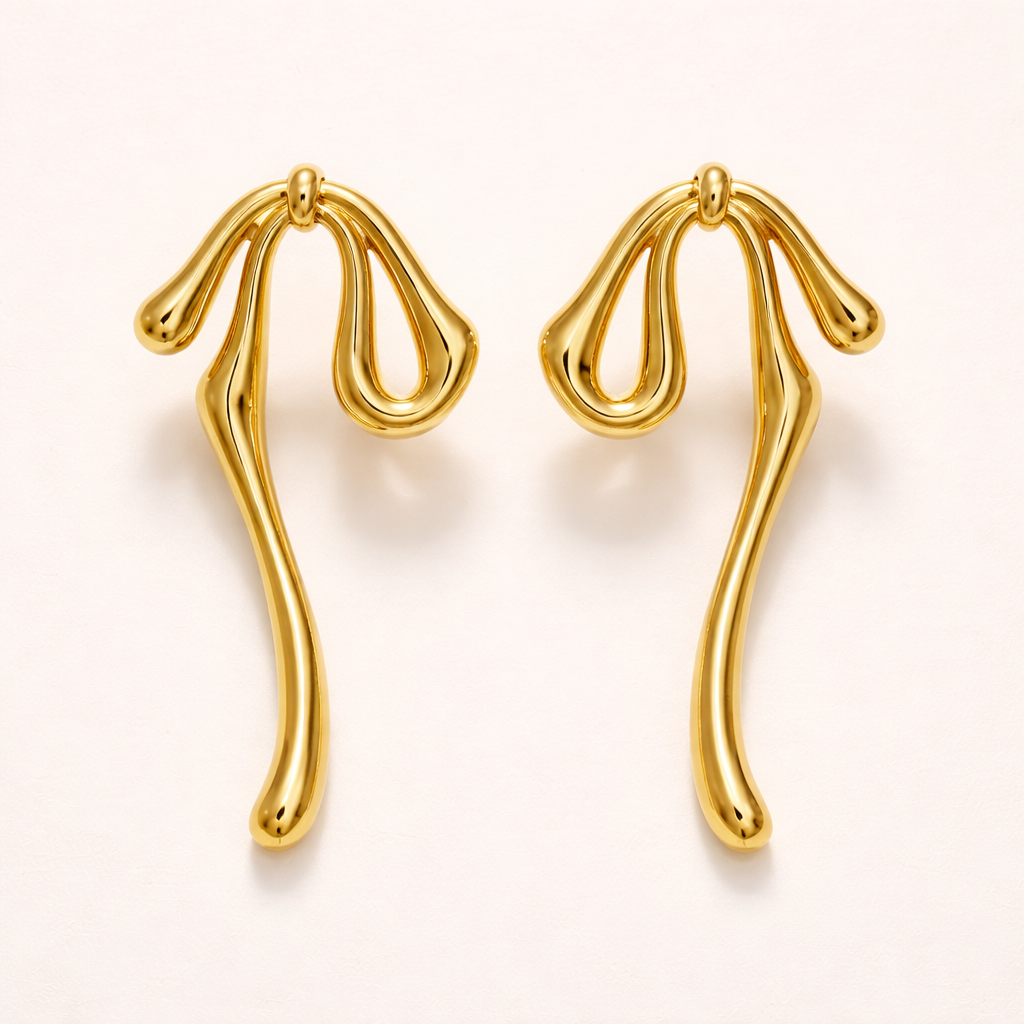 18k Gold Plated Velora Ribbon Luxe Earrings