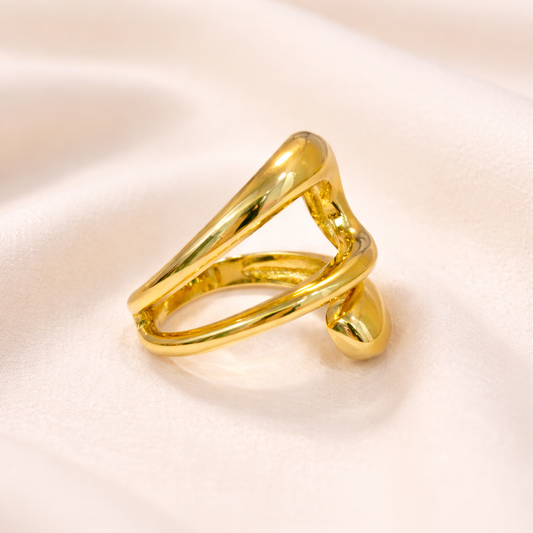 18k Gold Plated Dual Layered Adjustable Finger Ring