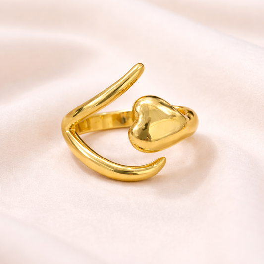 18k Gold Plated  Snaky Heart Ring