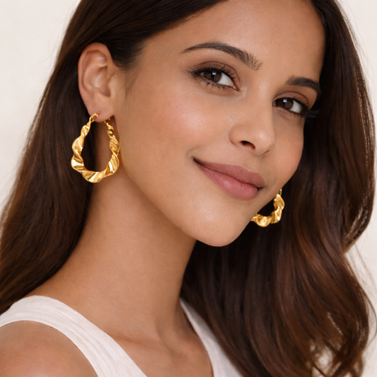 18k Gold plated Velour Shine hoop Earrings