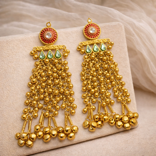 Sunheri Noor Jhalar Kashmiri Earring