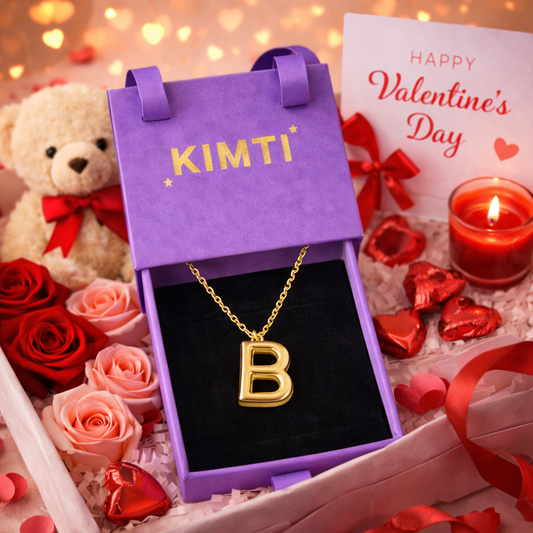 18k Gold Plated Initial Bold Alphabet B Necklace