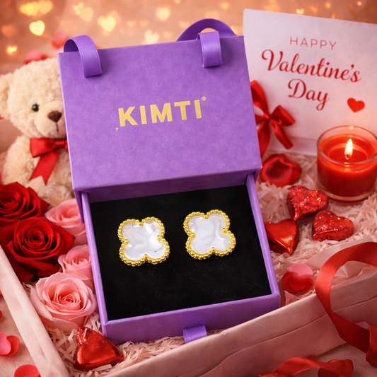 White Four Leaf Clover Anti Tarnish Earring