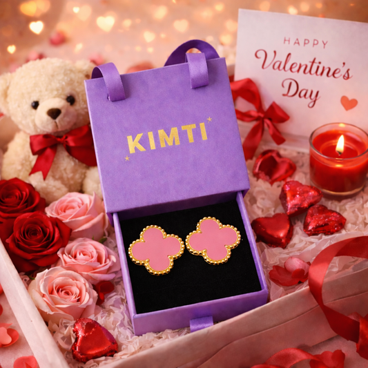 Pink Clover Anti Tarnish Stud Earrings