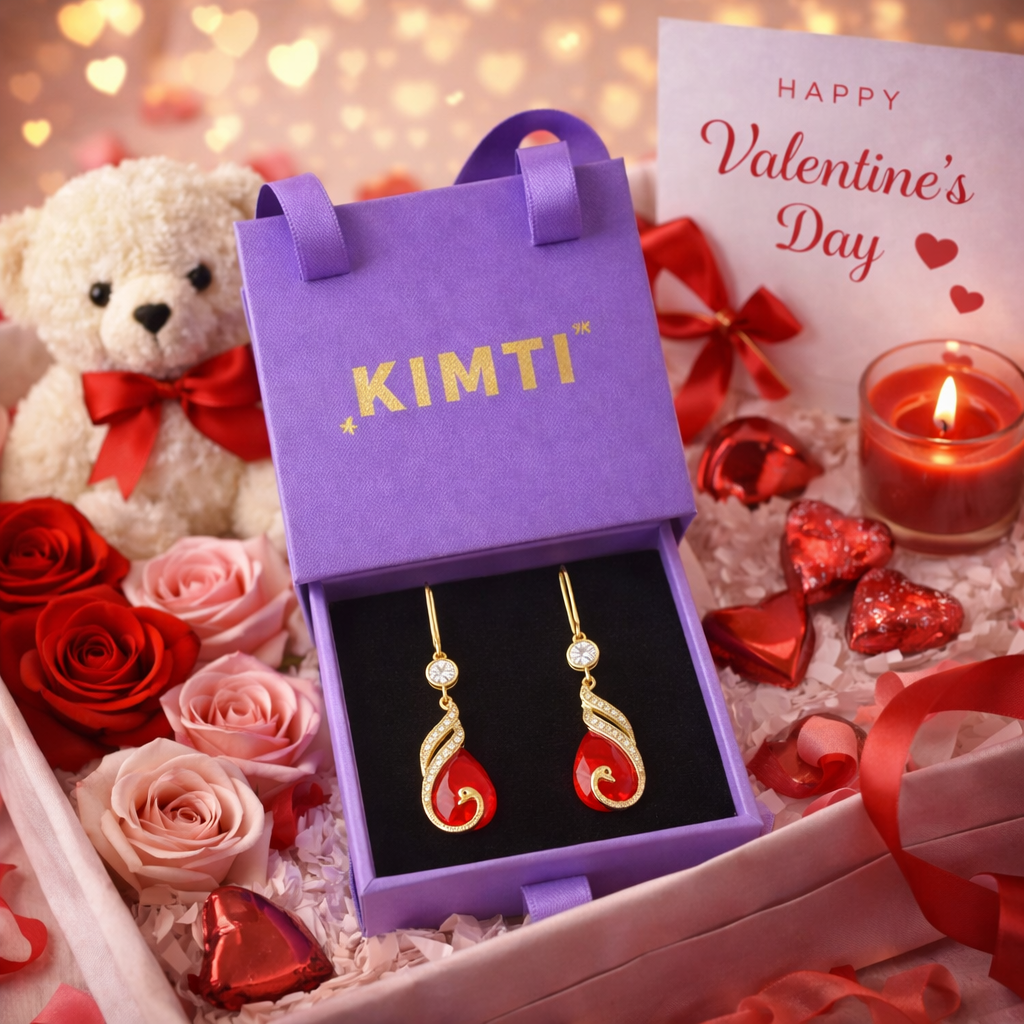 Valentine Ruby Swirl Elegance Drops Earring