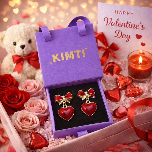 Valentine Red Bow Heart Earring