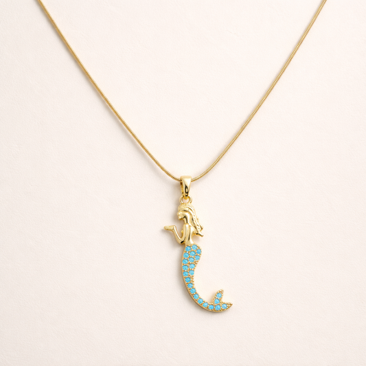 18k Gold Plated Çelik Denizkızı Kolye Necklace