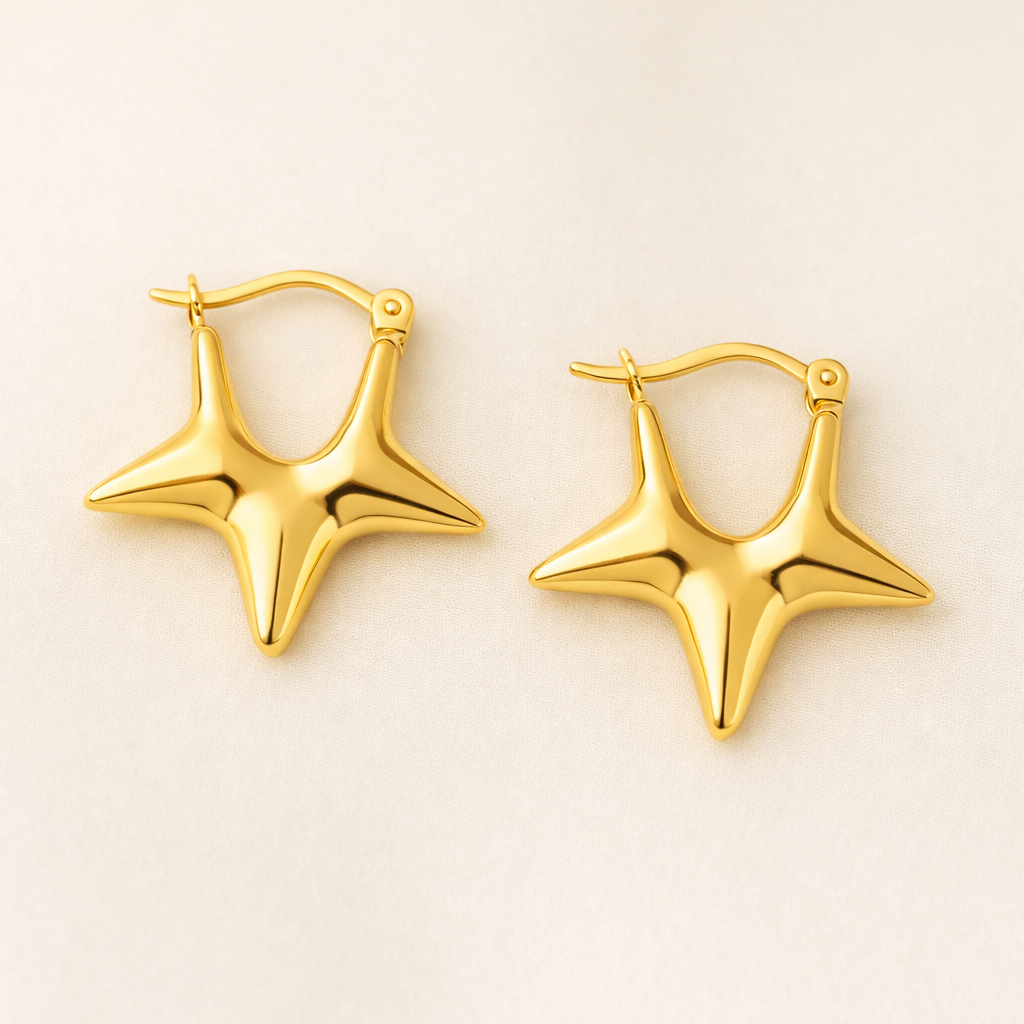 18K Gold Plated Comet Hoops Anti Tarnish Earring