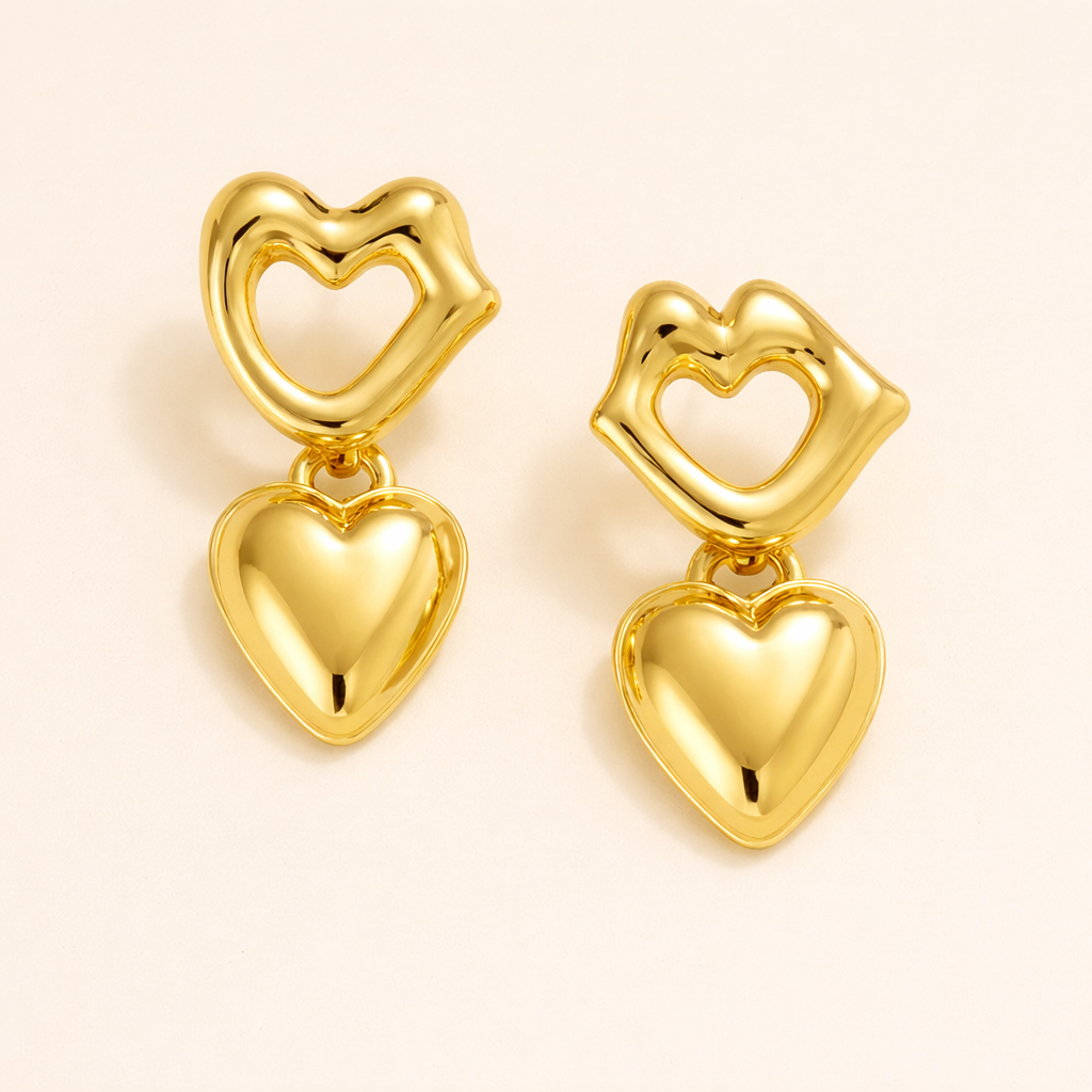 18K Gold Plated Heart Kiss Me Earring