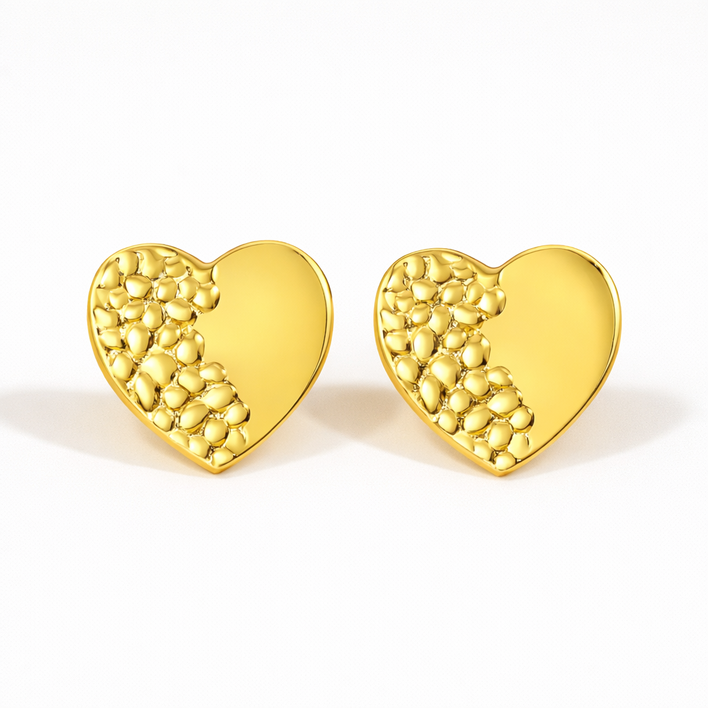 18K Gold Plated Heart Chunky Anti Tarnish Earring