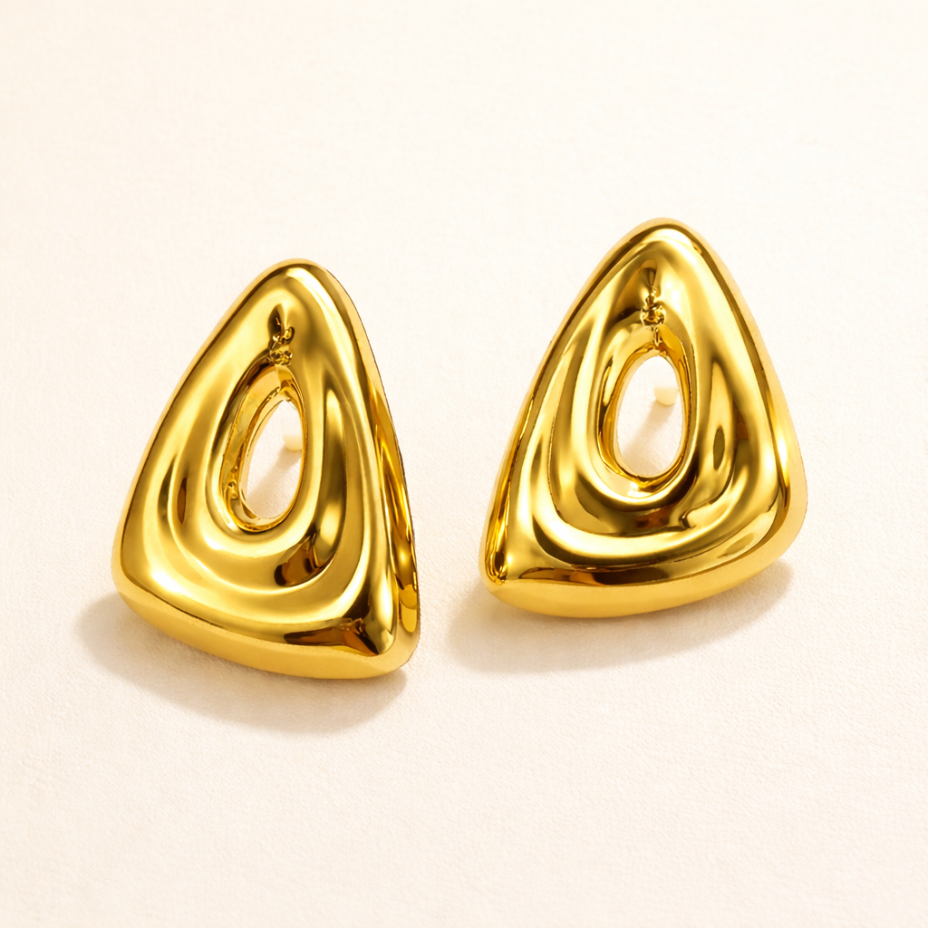 18K Gold Plated Abstract Chunky Stud Earrings
