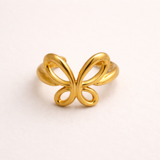 18K Gold Plated Cute Butterfly Adjustable Ring