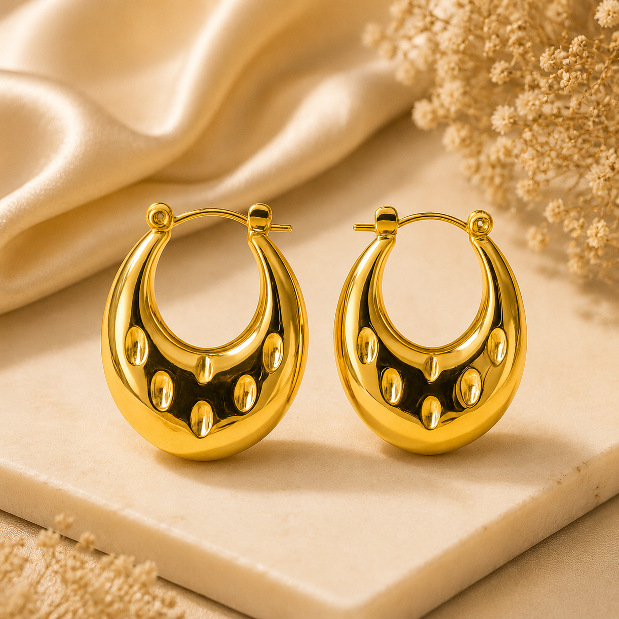 18K Gold Plated Lucy Hoop Anti Tarnish Hoops Earring