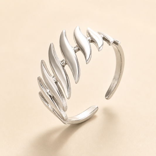 Silver Plated Feather Glow Adjustable Ring