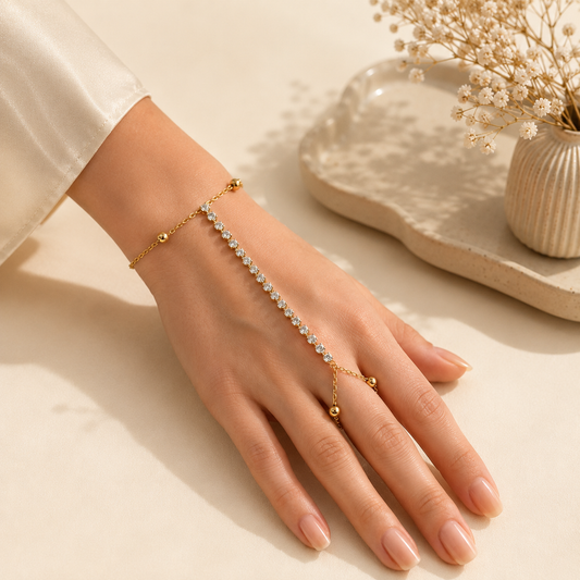 Crystal Cascade Hand Harness Bracelet
