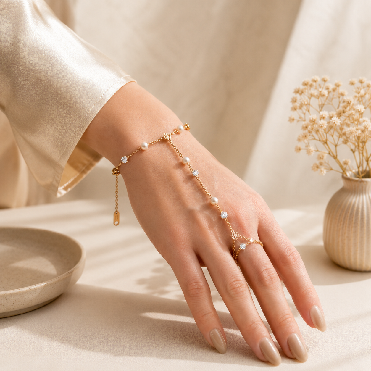 Pearl Bloom Hand Harness Bracelet