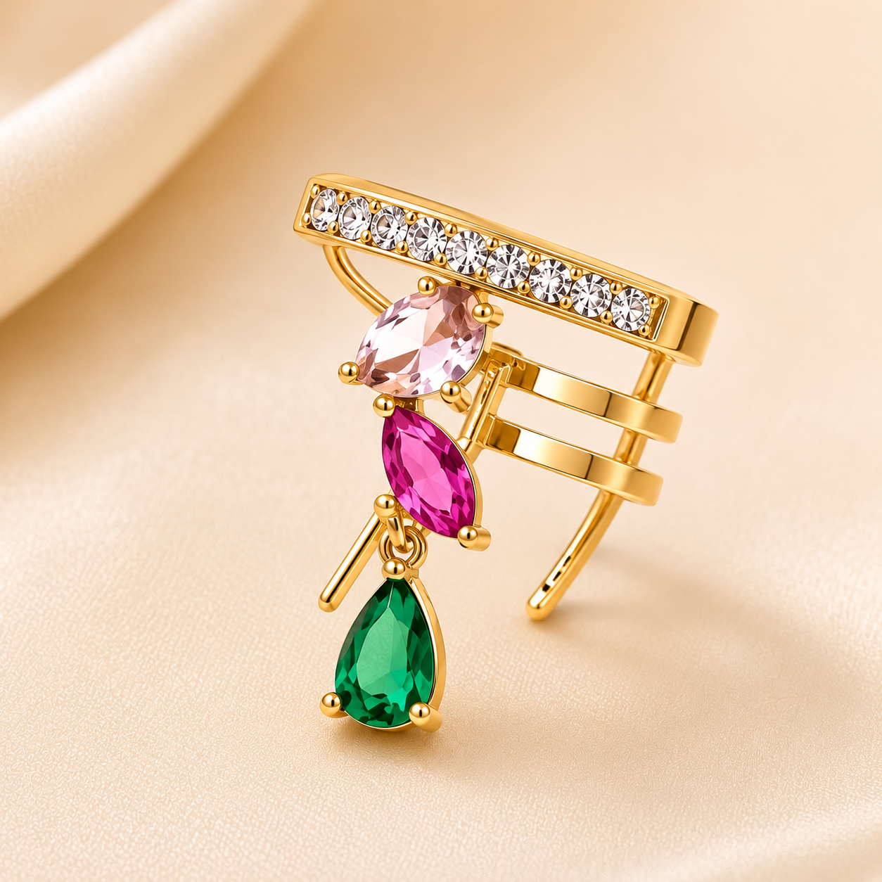 Luna Luxe Multi-Stone Ear Cuff