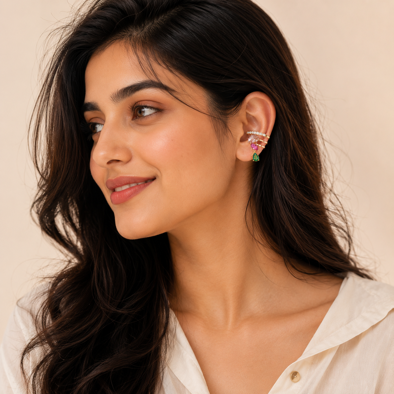 Luna Luxe Multi-Stone Ear Cuff