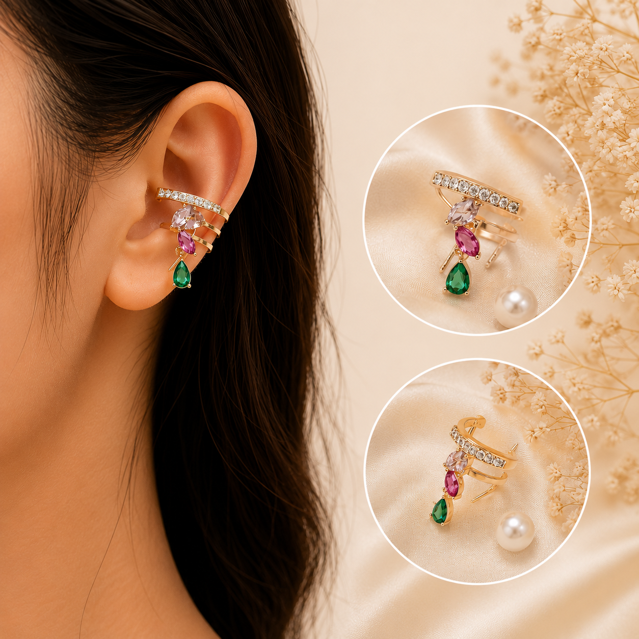 Luna Luxe Multi-Stone Ear Cuff