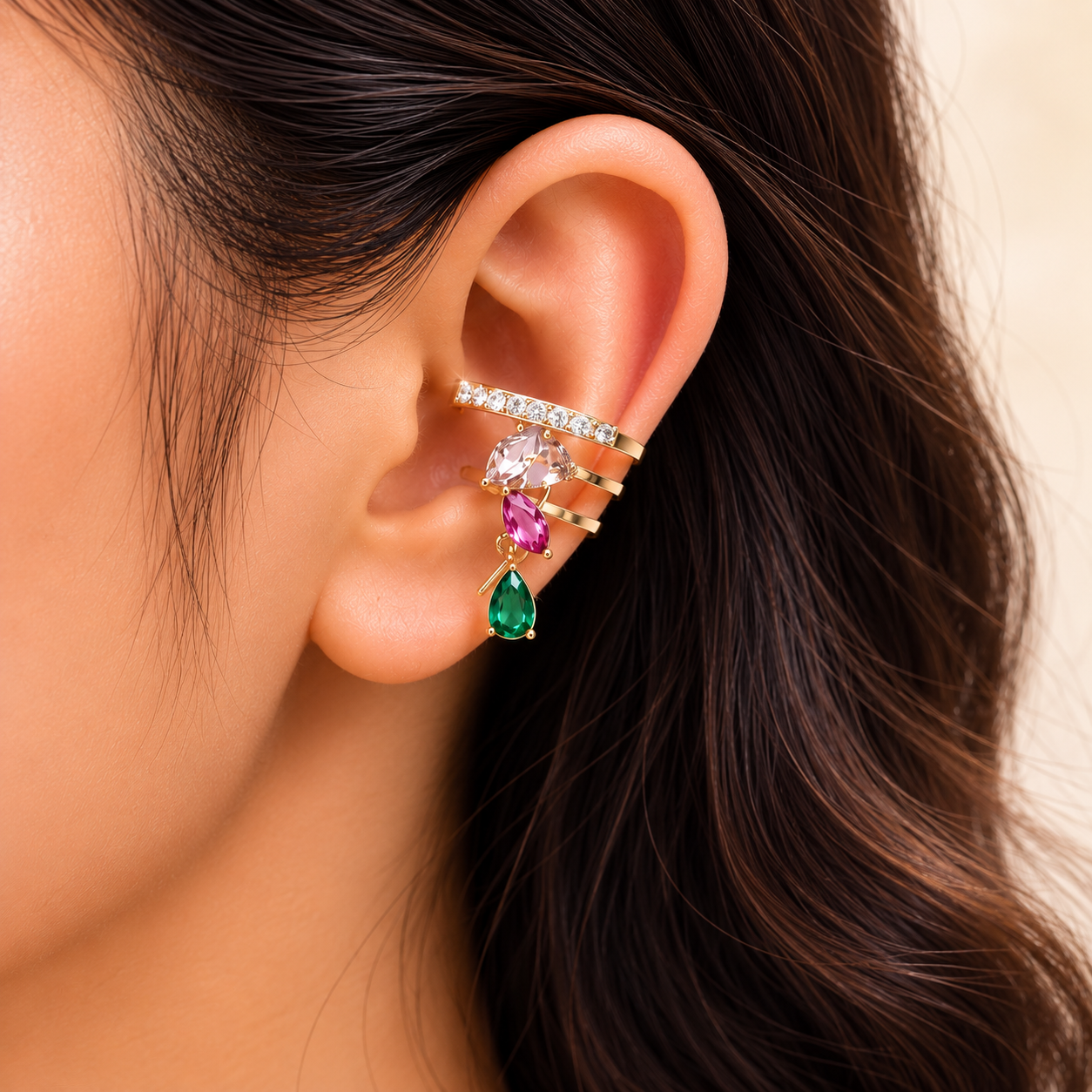 Luna Luxe Multi-Stone Ear Cuff