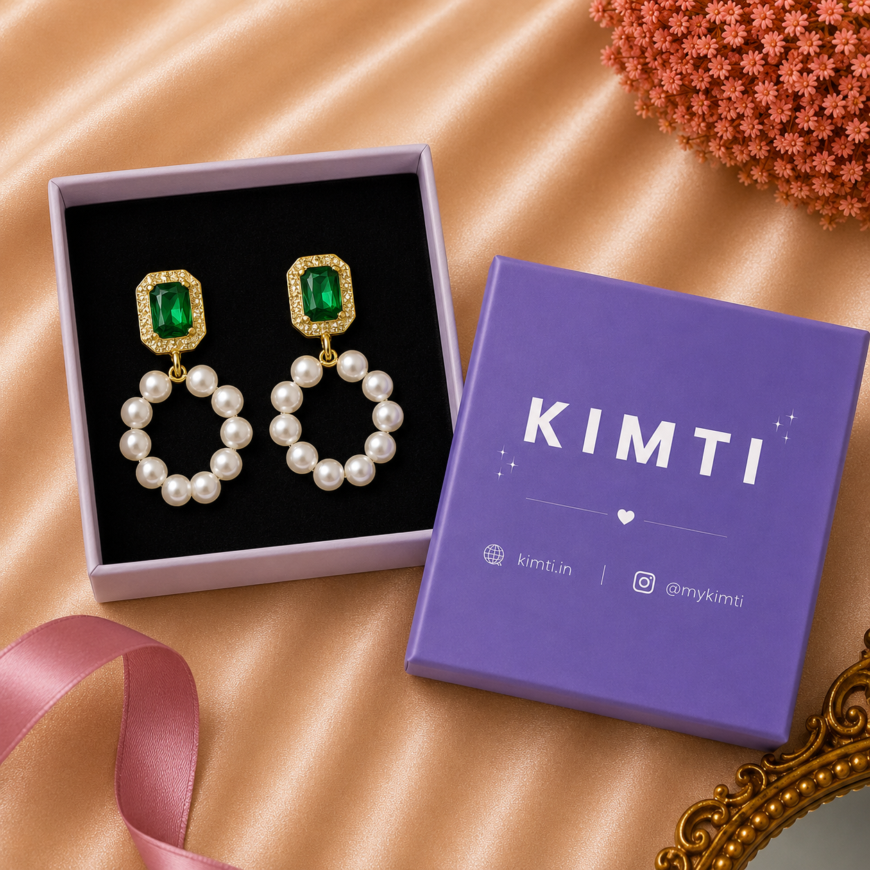 Noble Green Pearl Drops Anti Tarnish Earring