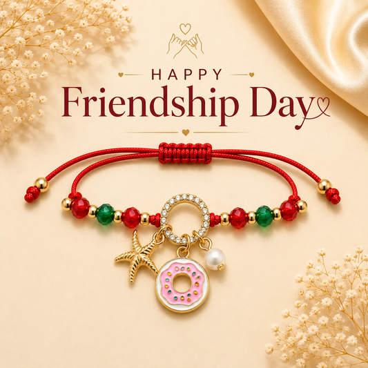 Lucky Donut, Star & Pearl Charms Bracelet