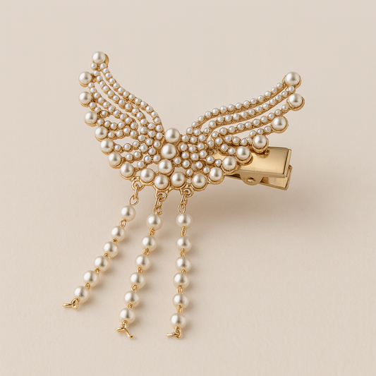 Pearl Wing Charm Hair Clip