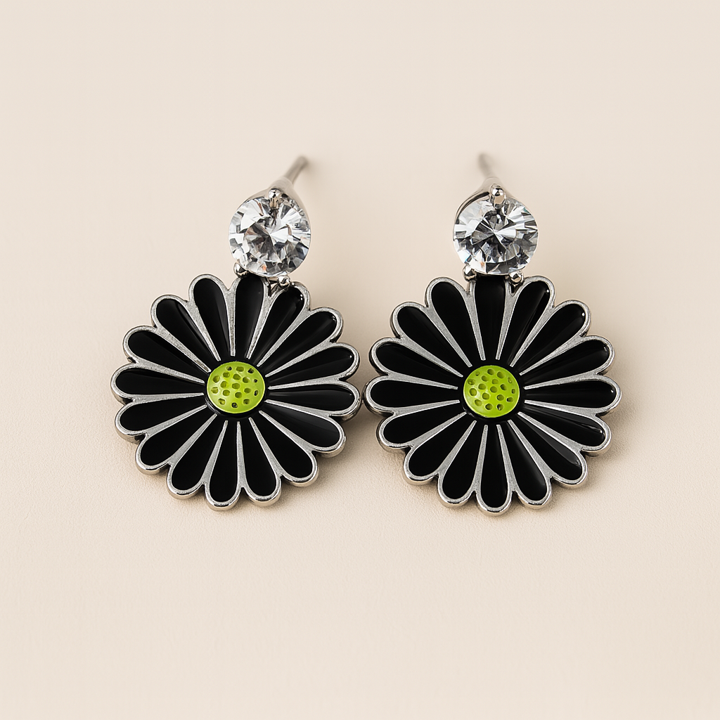 Midnight Daisy Drops Earring