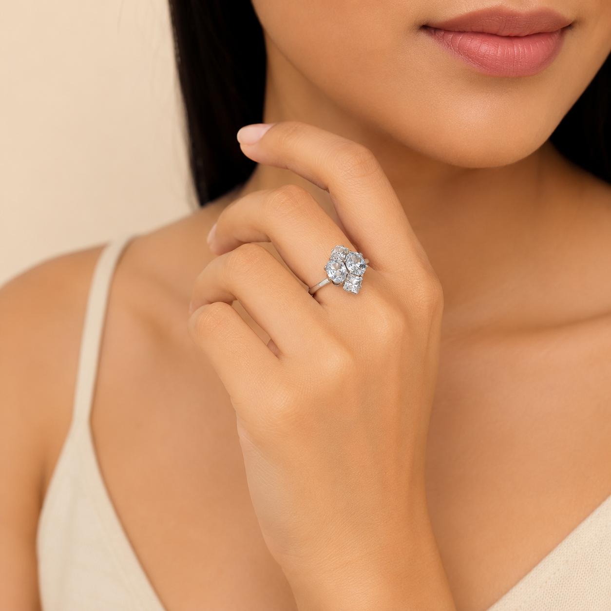 Crystal Blossom Adjustable Ring
