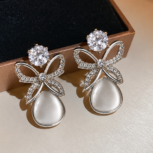 Butterfly Luxe Grey Drop Earrings