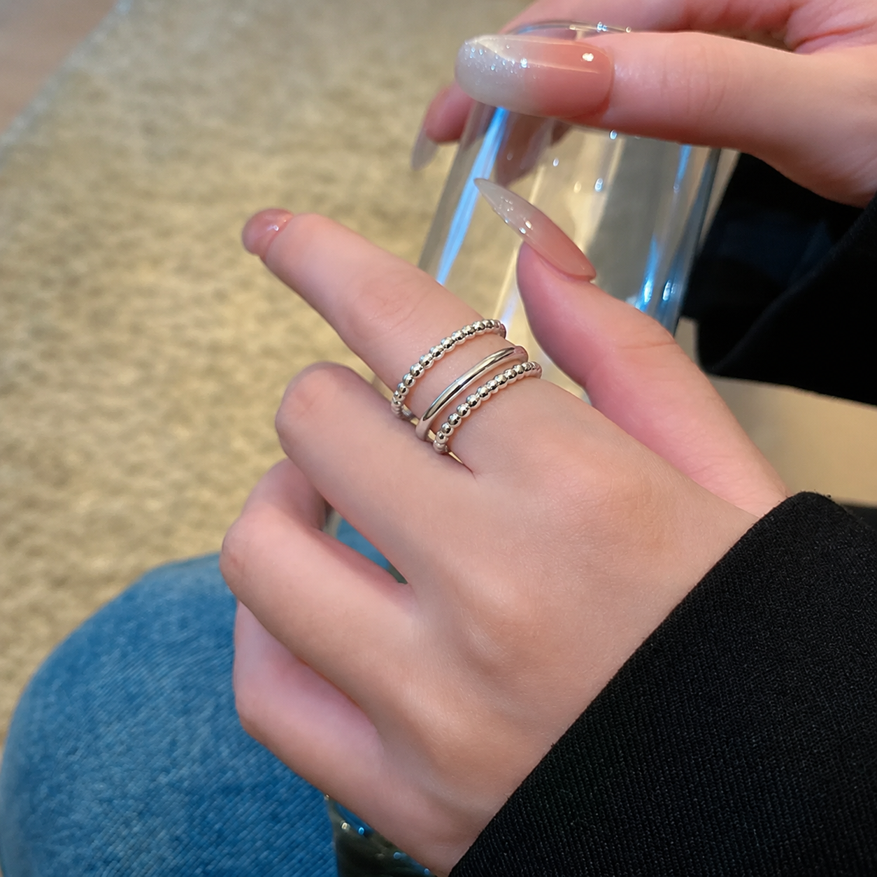 Silver Plated Minimal Double Band Ring