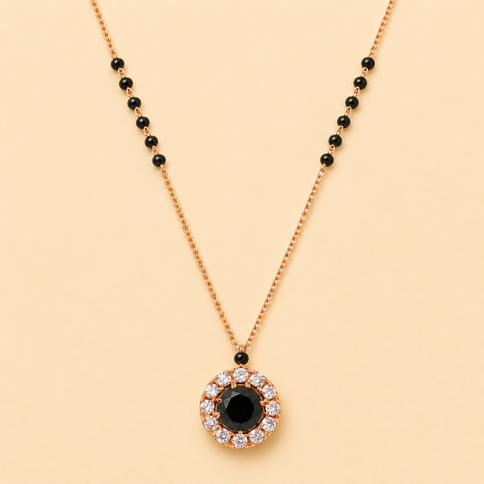 Rose Gold Black Stone Mangalsutra