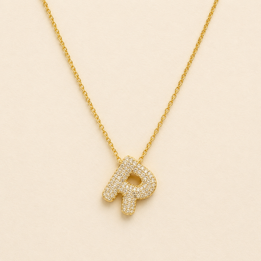 18k Gold Plated R Initial Necklace