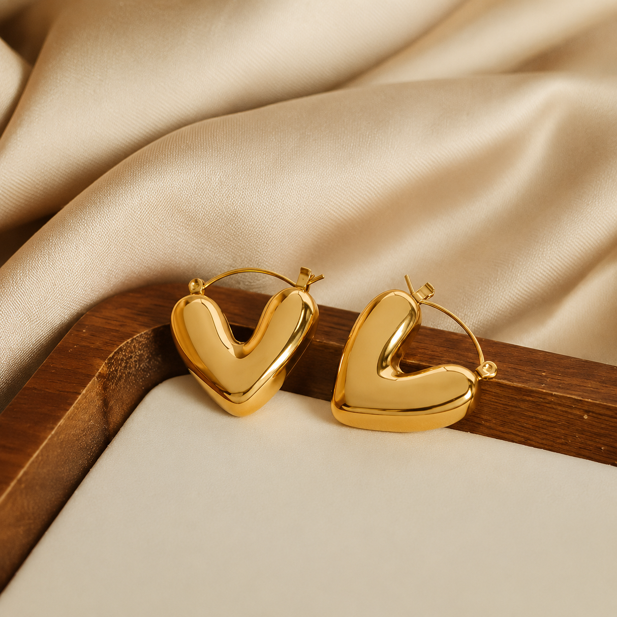 18K Gold Plated Heart Hoops Anti Tarnish Earring