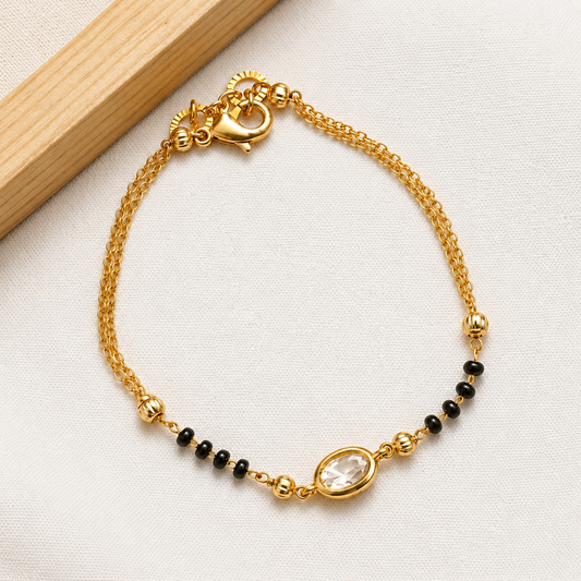 Gold Plated Oval Diamond  Mangalsutra Bracelet