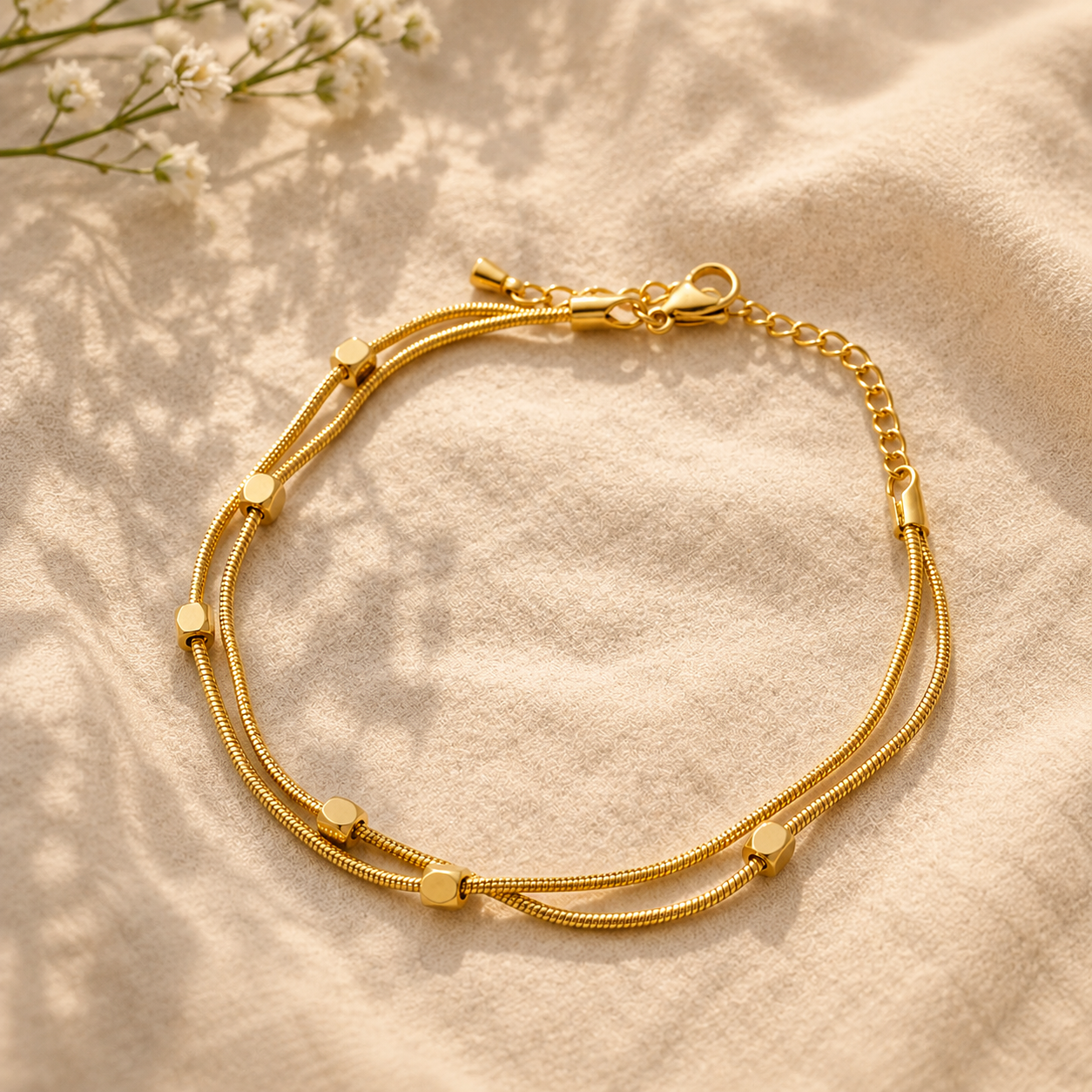 18K Gold Plated Golden Serpentine Double Layer Bracelet