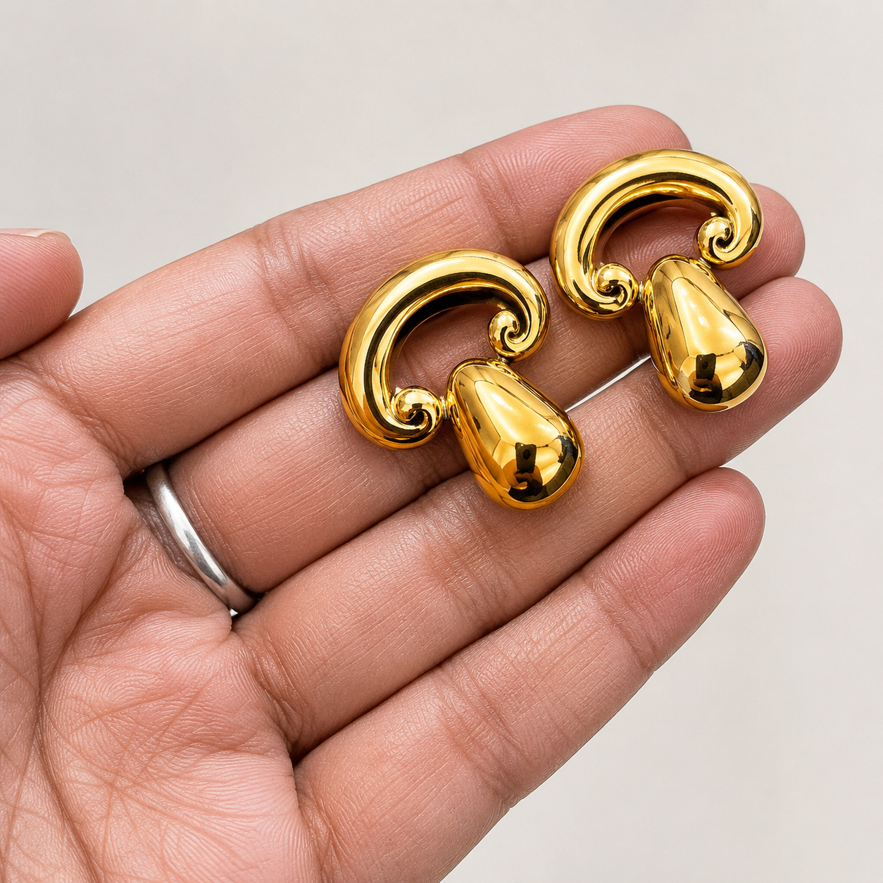 18K Gold Plated Modern Art Stud Earrings